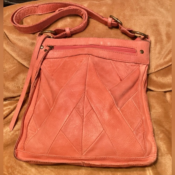 Lucky Brand Rayla Leather Crossbody Shoulder Handbag Boho Tassel Zip Tangerine - Picture 4 of 14